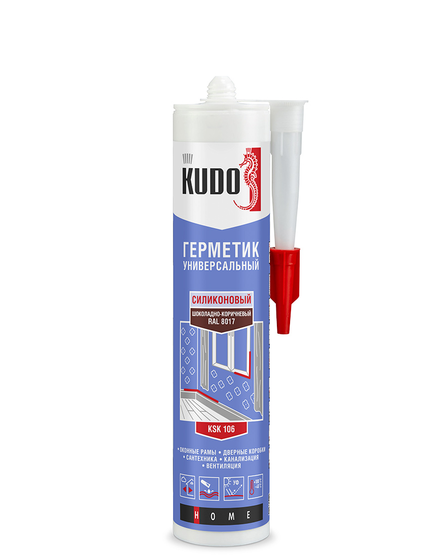Герметик силиконовый универсальный KUDO KSK-106 шоколадно-коричневый RAL 8017, 280 мл
