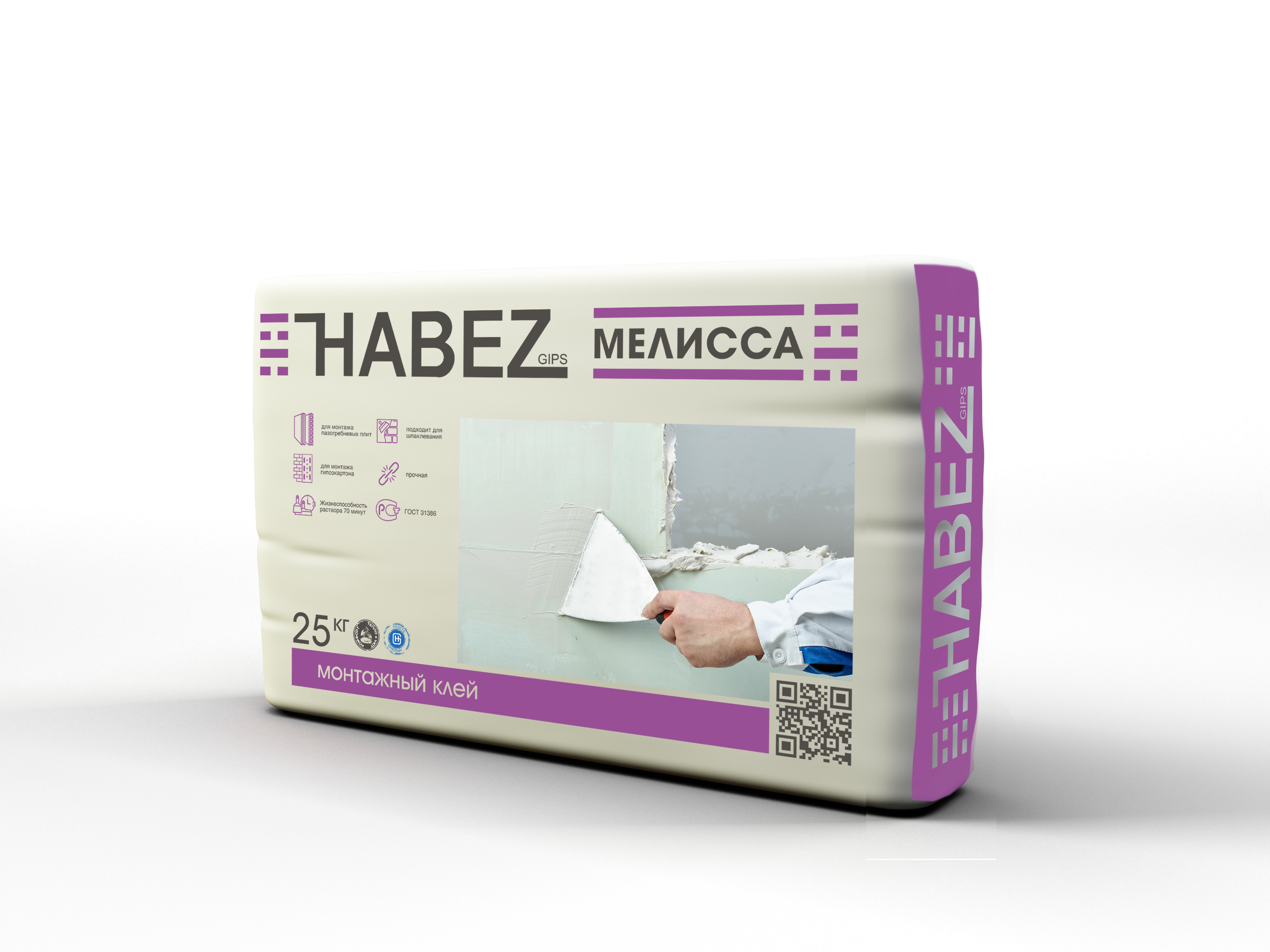 HABEZ "МЕЛИССА",клей монтаж для ПГП и ГКЛ на основе гипса HABEZ "МЕЛИССА",клей монтаж для ПГП и ГКЛ на основе гипса