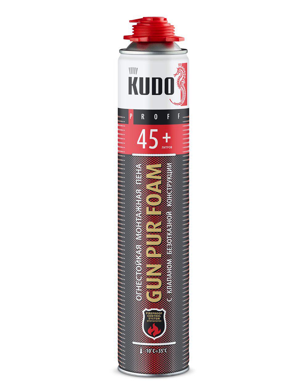 Пена полиуретановая монтажная профессиональная огнестойкая всесезонная KUDO PROFF 45+
